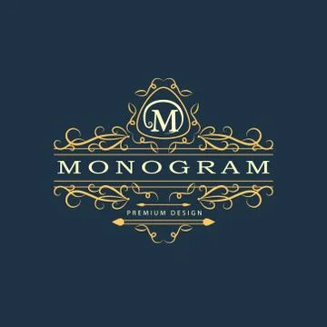 Monogram design template. Elegant logo sing M Stock-Illustration