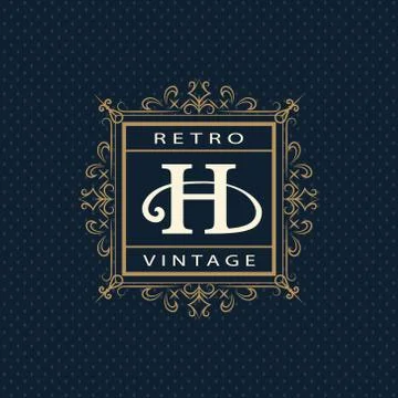 Monogram design template. Elegant logo sing H Stock Illustration