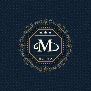 Monogram design template. Elegant logo sing M 스톡 일러스트