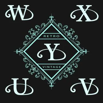 Monogram design template. Elegant logo sing W, X, Y, U, V Stock-Illustration