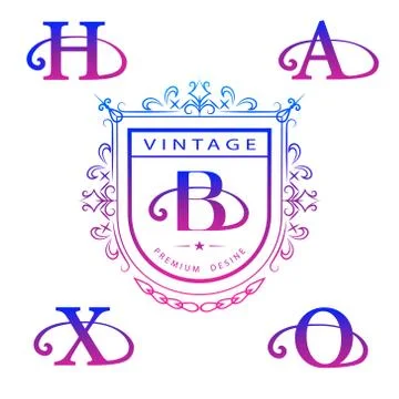 Monogram design template. Elegant logo sing H, A, B, X, O Illustrazione stock