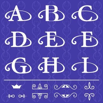 Monogram design template. Elegant logo letter A, B, C, D, E, F, G, H, I Stock-Illustration