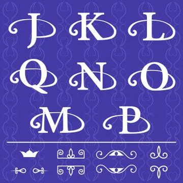 Monogram design template. Elegant logo sing J, K, L, O, N, M, P Stock Illustration