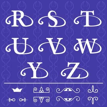 Monogram design template. Elegant logo sing R, S, T, U, V, W, Y, Z Stock Illustration