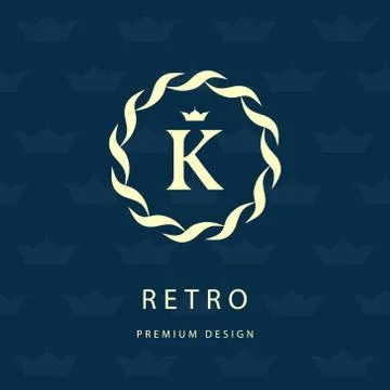 Monogram design template. Elegant logo sing K Stock Illustration