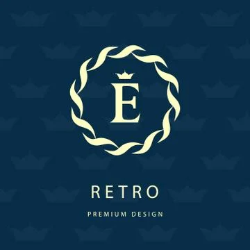 Monogram design template. Elegant logo sing E Stock Illustration