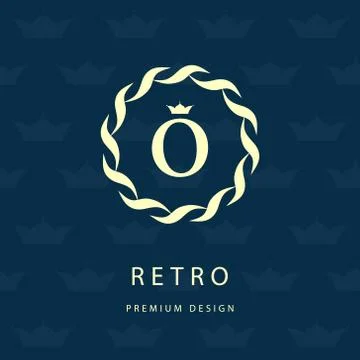 Monogram design template. Elegant logo sing O 스톡 일러스트