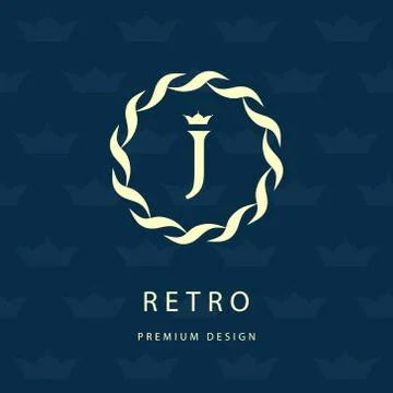 Monogram design template. Elegant logo sing J 스톡 일러스트
