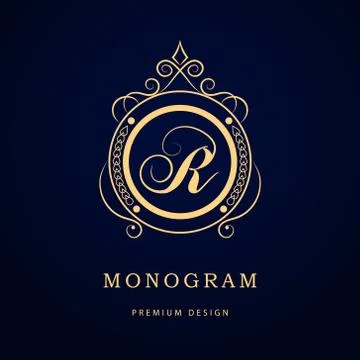 Monogram design template. Elegant logo sing R Stock-Illustration