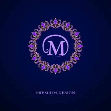 Monogram design template. Elegant logo sing M Stock Illustration