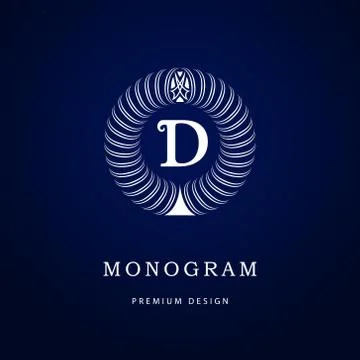 Monogram design template. Elegant logo sing D Stock Illustration