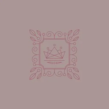Monogram Design Template with Leaves. Vector Illustration Stock Illustration