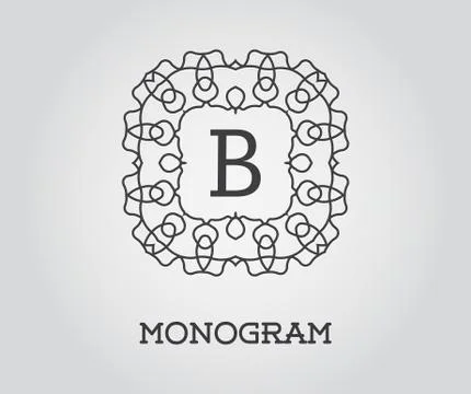 Monogram Design Template with Letter Vector Illustration Premium Elegant Qual Stock Illustration
