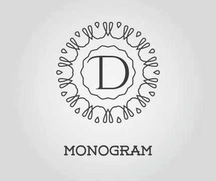 Monogram Design Template with Letter Vector Illustration Premium Elegant Qual Stock Illustration