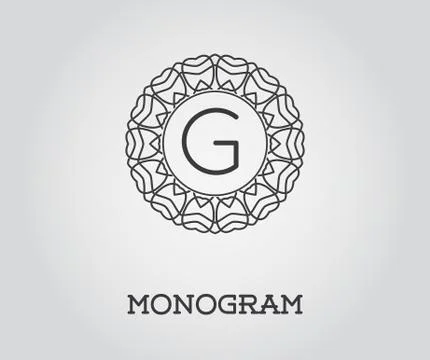 Monogram Design Template with Letter Vector Illustration Premium Elegant Qual Stock Illustration