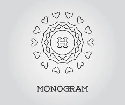 Monogram Design Template with Letter Vector Illustration Premium Elegant Qual Stock Illustration