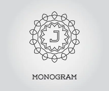Monogram Design Template with Letter Vector Illustration Premium Elegant Qual 스톡 일러스트