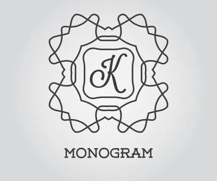 Monogram Design Template with Letter Vector Illustration Premium Elegant Qual Stock Illustration