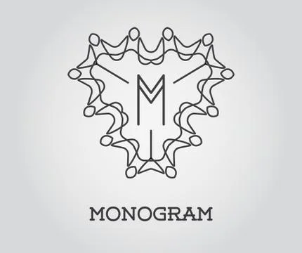 Monogram Design Template with Letter Vector Illustration Premium Elegant Qual Stock Illustration