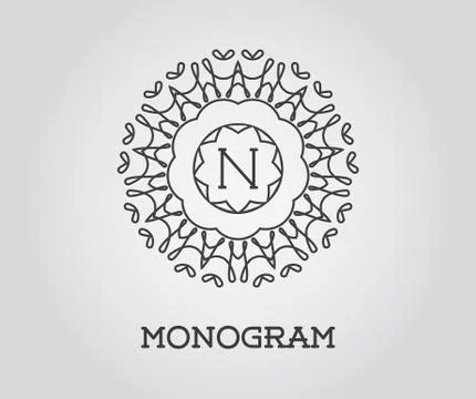 Monogram Design Template with Letter Vector Illustration Premium Elegant Qual Stock Illustration
