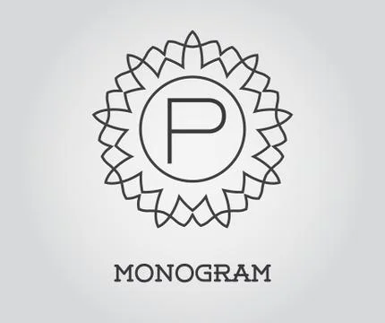 Monogram Design Template with Letter Vector Illustration Premium Elegant Qual Stock Illustration