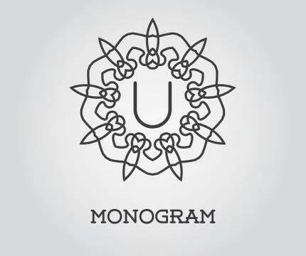 Monogram Design Template with Letter Vector Illustration Premium Elegant Qual Stock Illustration