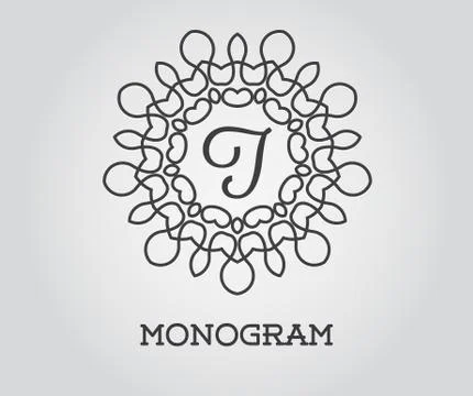 Monogram Design Template with Letter Vector Illustration Premium Elegant Qual Stock Illustration