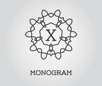 Monogram Design Template with Letter Vector Illustration Premium Elegant Qual Stock Illustration