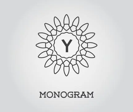 Monogram Design Template with Letter Vector Illustration Premium Elegant Qual Stock Illustration