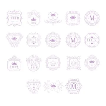 Monogram Design Template Set. Vector Illustration Stock Illustration