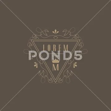 Monogram Design Template with Swirls. Vector Illustration Stock Illustration