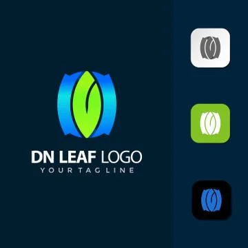Monogram DN Leaf Logo Design Premium Template Vector 스톡 일러스트