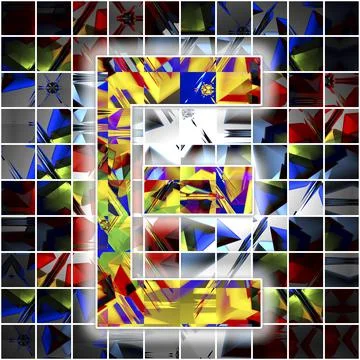 Monogram E with kaleidoscope pattern Stock Illustration