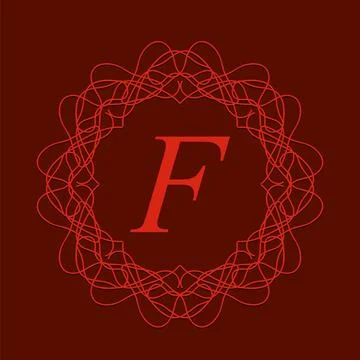 Monogram F Simple Monogram Design Template on Red Background Copyright: xZ... Stock Photos