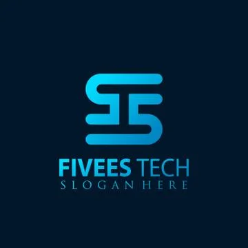 Monogram Five Technology Colorful Logo design vector illustration Illustrazione stock