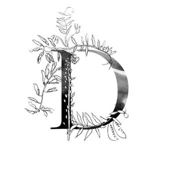 Monogram with flowers Stock Illustration