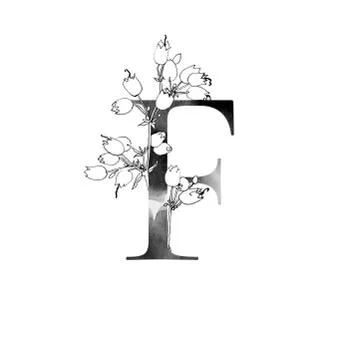 Monogram with flowers Stock Illustration