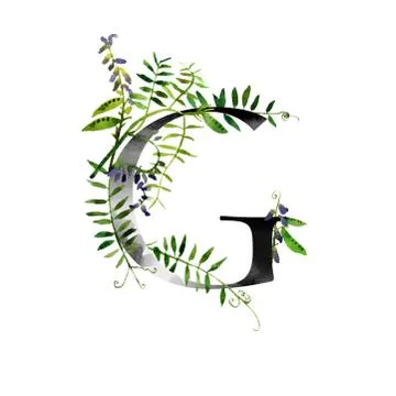 Monogram with flowers Stock Illustration