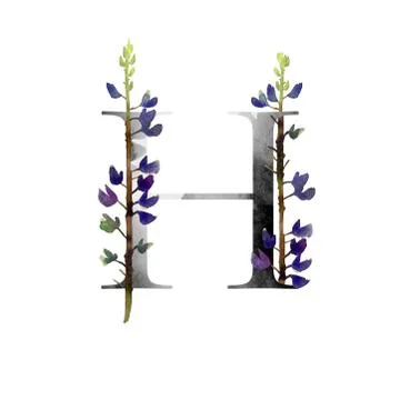 Monogram with flowers Stock Illustration