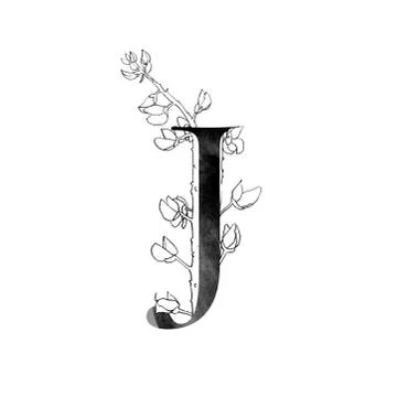 Monogram with flowers Stock Illustration