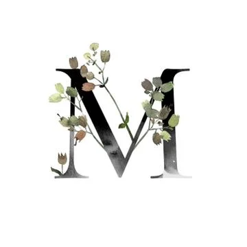 Monogram with flowers Stock Illustration