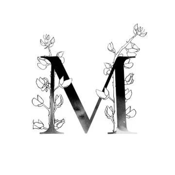 Monogram with flowers Stock Illustration