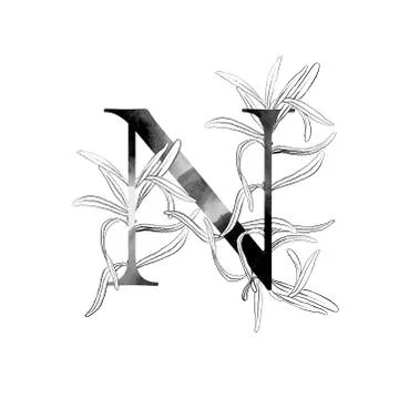 Monogram with flowers Stock Illustration