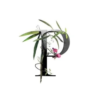 Monogram with flowers Stock Illustration