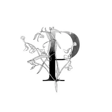 Monogram with flowers Illustrazione stock