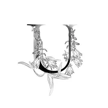 Monogram with flowers Stock Illustration