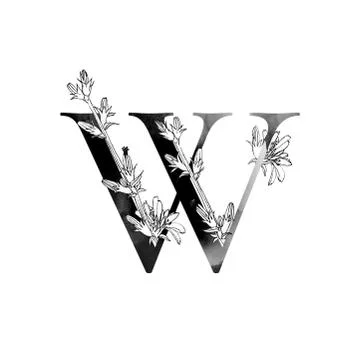 Monogram with flowers Stock Illustration