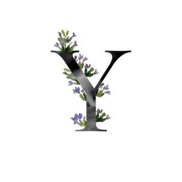 Monogram with flowers Stock Illustration