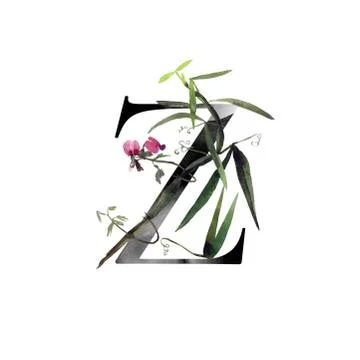 Monogram with flowers Stock Illustration