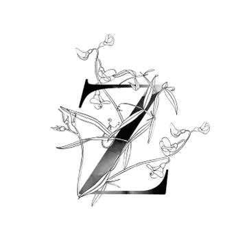 Monogram with flowers Stock Illustration